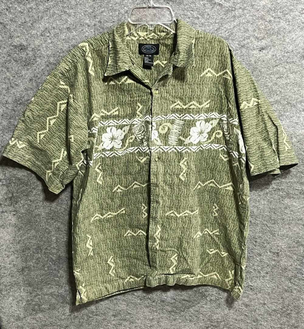 Pacific Coast Highway Hawaiian Camp Shirt M Tiki Floral Hibiscus Aloha Resort